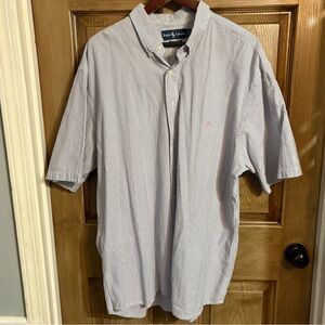 Polo Ralph Lauren men’s blue white seersucker striped button down short XL tall